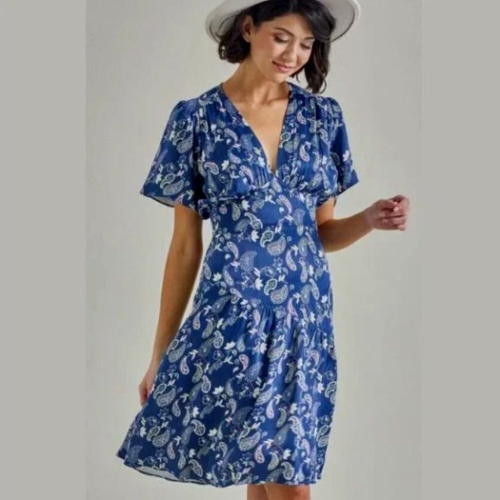 Downeast Women's Paisley Floral Florence Panel Midi Dress - 14